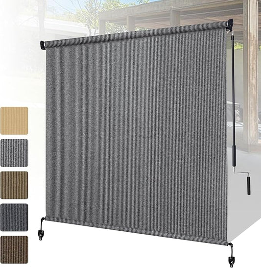 Shade&Beyond Custom Size Outdoor Roller Shades Cordless Patio Roll Up Blinds by ShadeBeyond