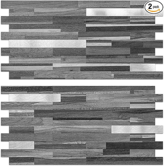 AULIGET Peel and Stick Backsplash, PVC Mixed Metal Stick on Bathroom Backsplash by AULIGET