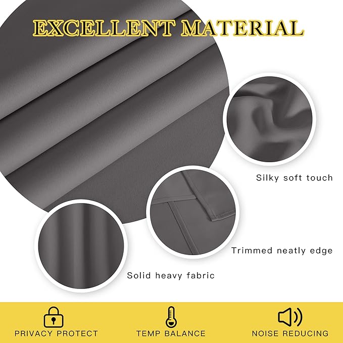 NICETOWN Blackout Sliding Door Curtain, Grommet Top Thermal Insulated Extra Wide and Long Window Treatment for Patio/French Door, W100 x L120, Sold by Individually, Grey