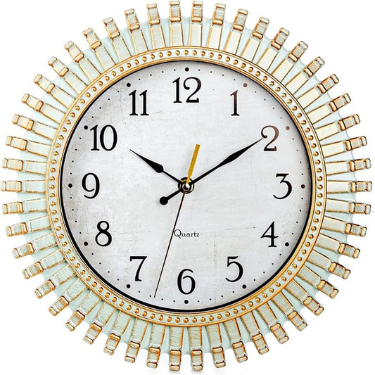 Noamus 12" Retro Wall Clock, Silent Non-Ticking Round Clock, Aqua Battery by Noamus