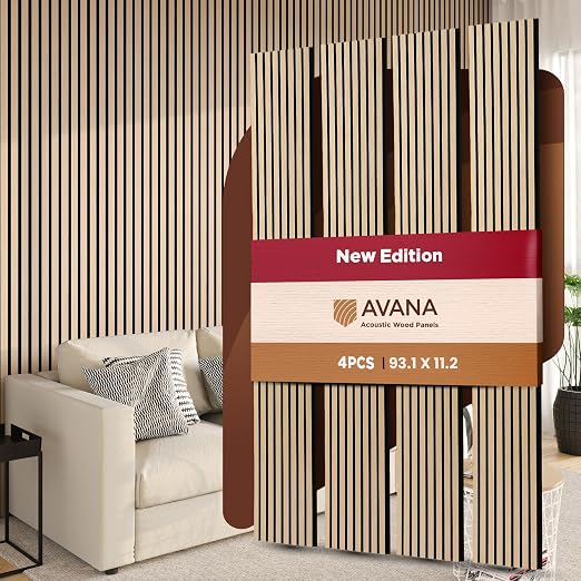 Avana Acoustic Wood Wall Panels – 93.2x11.25 Inch Panels – Fits 94x12 Layout – by AvanaHome
