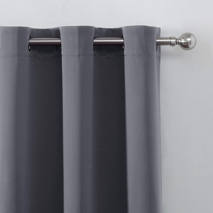 LEMOMO Blackout Curtains 52 x 84 Inch Long Grey Curtains Set of 2 Panels - Image 7