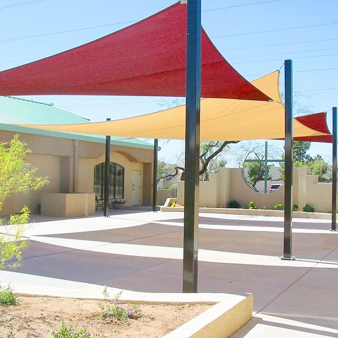 E&K Sunrise 20' x 20' x 20' Sun Shade Sail Triangle Canopy Shade Cover UV Block for Patio Backyard Garden Outdoor (Red)