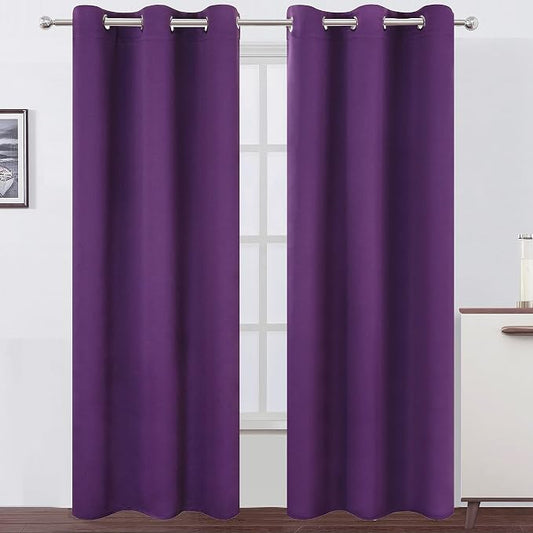 LEMOMO Blackout Curtains 42 x 84 Inch/Purple Curtains Set of 2 Panels/Room by Lemomo