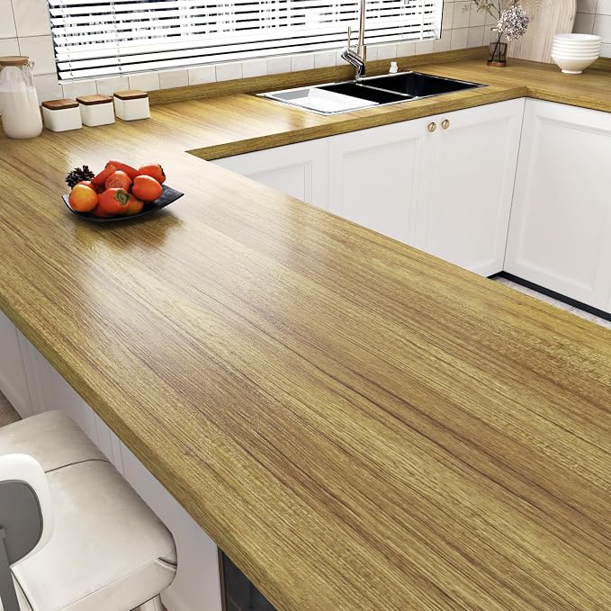 WESTICK Thick Brown Wood Wallpaper Kitchen Countertops Peel and Stick by WESTICK