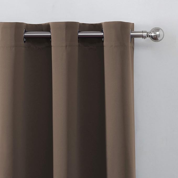 LEMOMO Chocolate Brown Thermal Blackout Curtains/38 x 63 Inch/Set of 2 Panels - Image 7