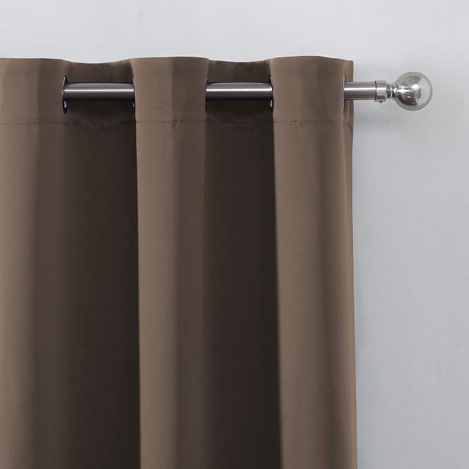 LEMOMO Chocolate Brown Thermal Blackout Curtains/38 x 84 Inch/Set of 2 Panels - Image 7