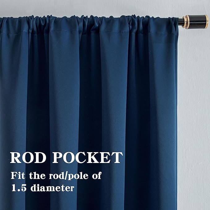 IGEMAEVE Blackout Curtains 90 Inch Length 2 Panels Set, Rod Pocket Energy - Image 2