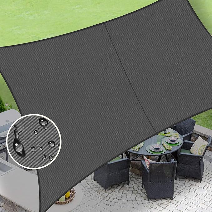 LOVE STORY Rectangle 9'x10' Waterproof Sun Shade Sail Canopy UV Block for Outdoor Patio Backyard Carport,Dark Grey(We Make Custom Size)
