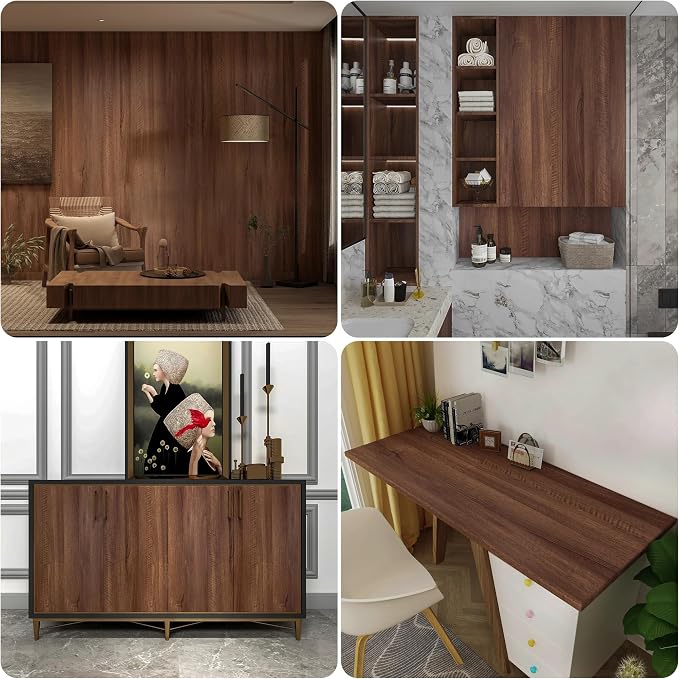 Walnut Wood Grain Contact Paper Peel and Stick Wood Wallpaper Removable - Image 6