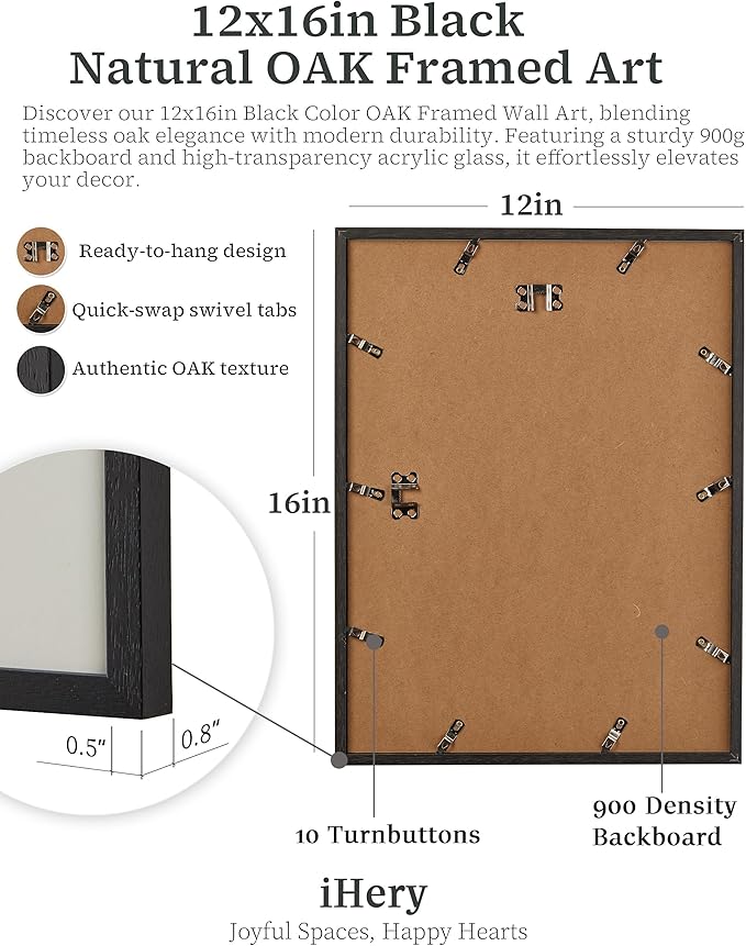 iHery Premium Natural Black OAK Wood 12x16in Dolce Far Niente Framed Wall Art - Image 6