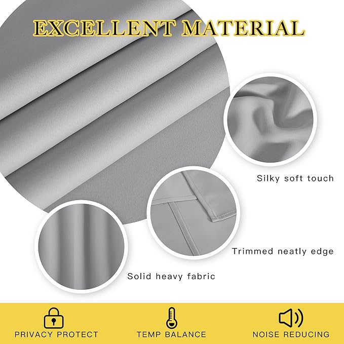 NICETOWN Blackout Curtain Drape for Bedroom - Light Reducing Thermal Insulated Solid Grommet Room Darkening Window Curtain for Living Room (1 Piece, W66 x L66, Silver Grey)
