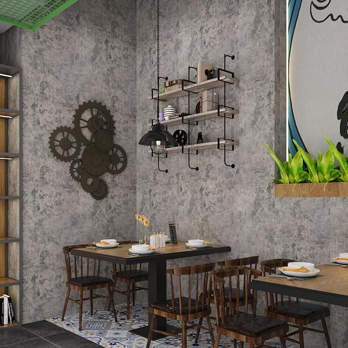 BAYYA Concrete Wallpaper Peel and Stick Grey Cement Contact Paper Industrial - Image 4