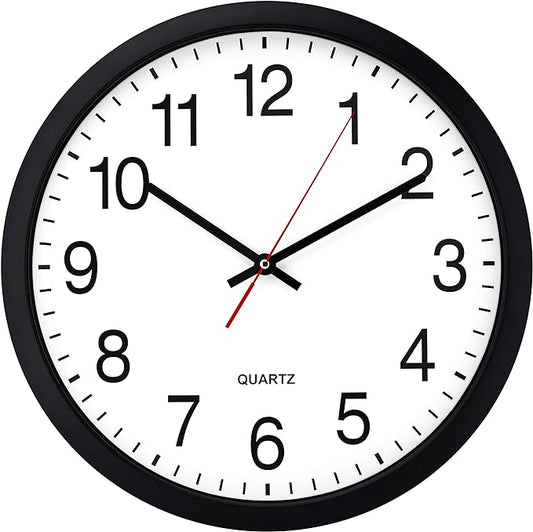 Bernhard Products Black Wall Clock Silent Non Ticking by BernhardProducts
