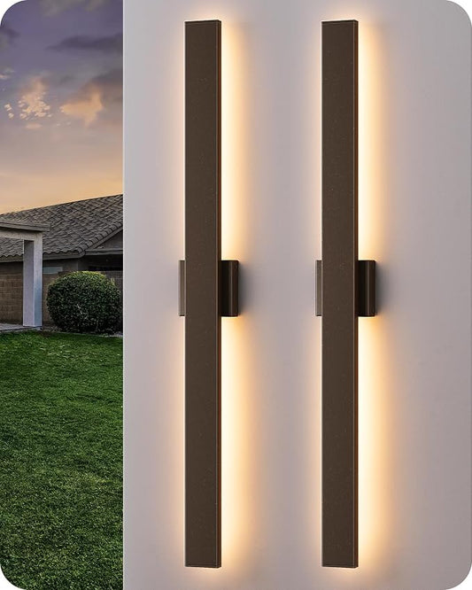 EDISHINE 2 Pack Modern Outdoor Wall Lights Dimmable, 39.3" Rectangular Outdoor by EDISHINE