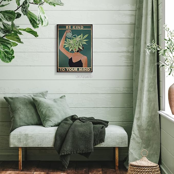 YuzhongART Vintage Be Kind To Your Mind Poster Mental Health Quote Canvas Wall - Image 3