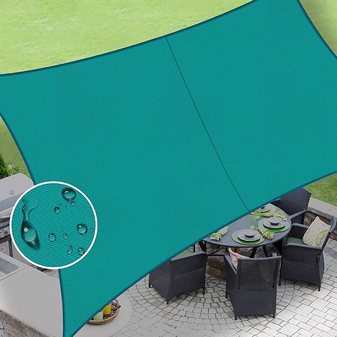 LOVE STORY Rectangle 6'x15' Waterproof Sun Shade Sail Canopy UV Block for Outdoor Patio Backyard Carport,Turquoise Blue(We Make Custom Size)