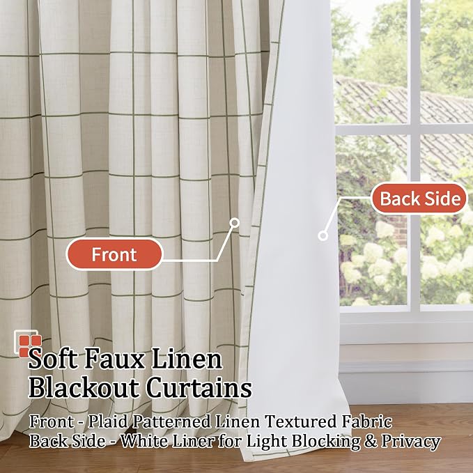 Lajode Plaid Curtains Pattern Printed 90 Inches Long - Image 3
