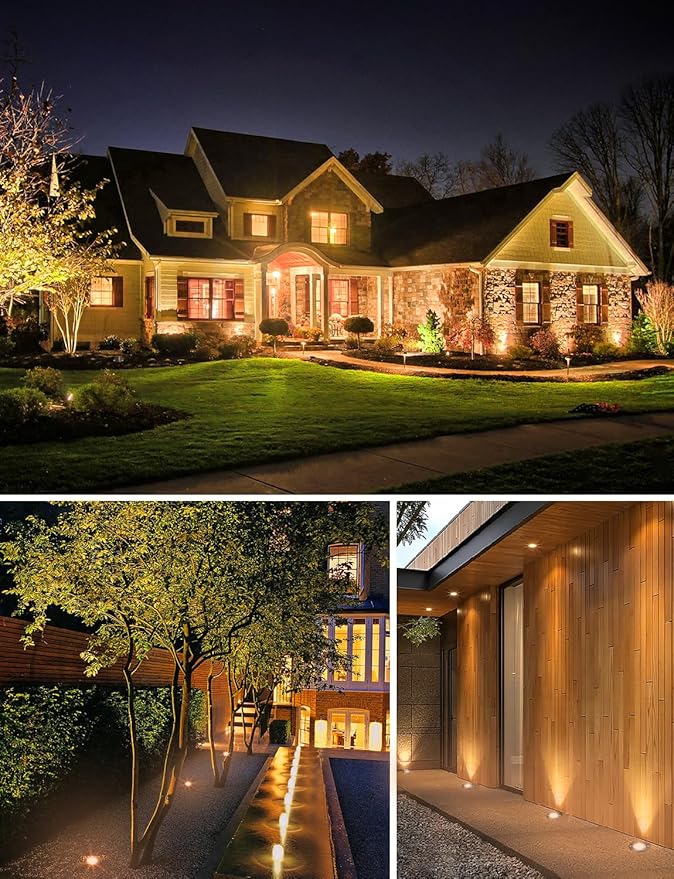 SUNVIE 12W Low Voltage Landscape Lighting Anti-Glare LED Well Lights(Grated Top) 12V-24V Waterproof Outdoor In-Ground Lights 3000K Landscape Lighting for Garden Yard Pathway 6 Pack with Connectors