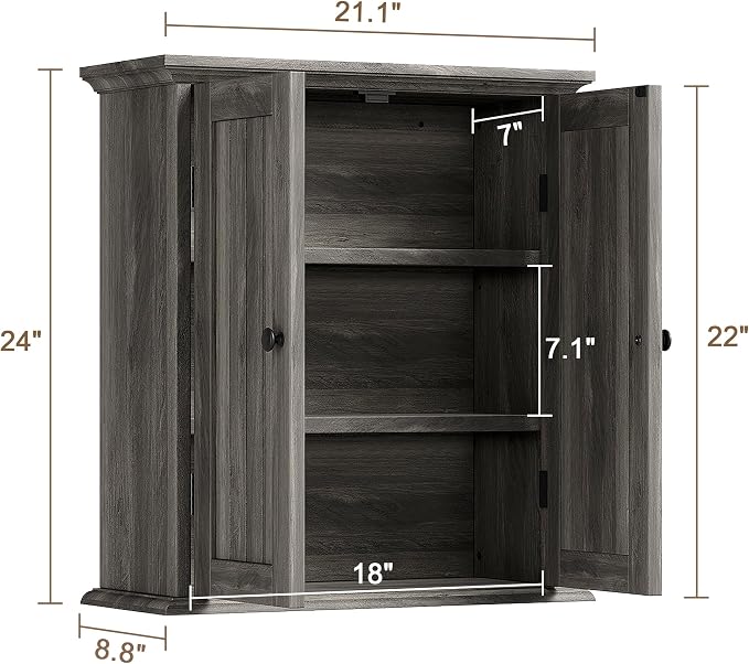 ChooChoo Bathroom Wall Cabinet, Over The Toilet Space Saver Storage Cabinet - Image 3