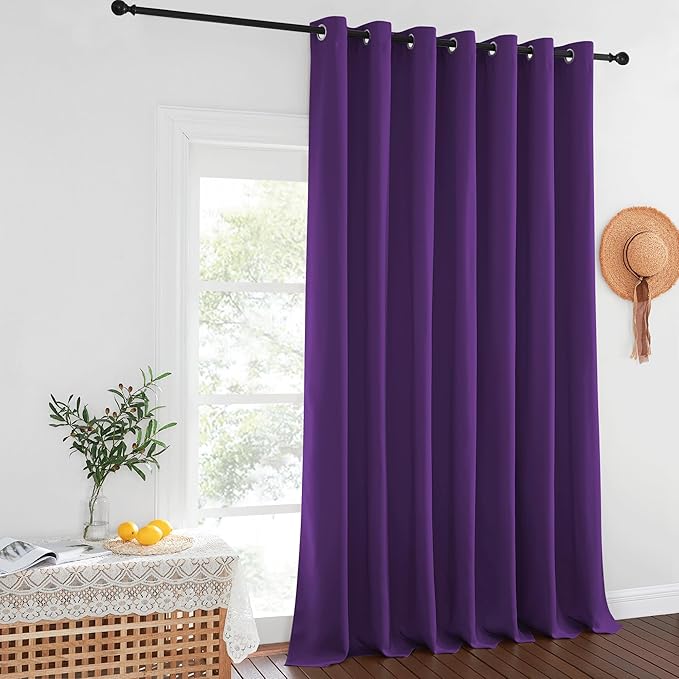 NICETOWN Privacy Room Divider Curtain Thermal Blackout Curtain for Patio Door, Living Room, Bedroom Partition and Shared Office Space, 1 Grommet Panel, Royal Purple, 100 inch x 108 inch Long