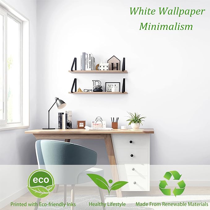 Safiyya 393" x17.7" Peel and Stick Wallpaper White Contact Paper Waterpoof - Image 2