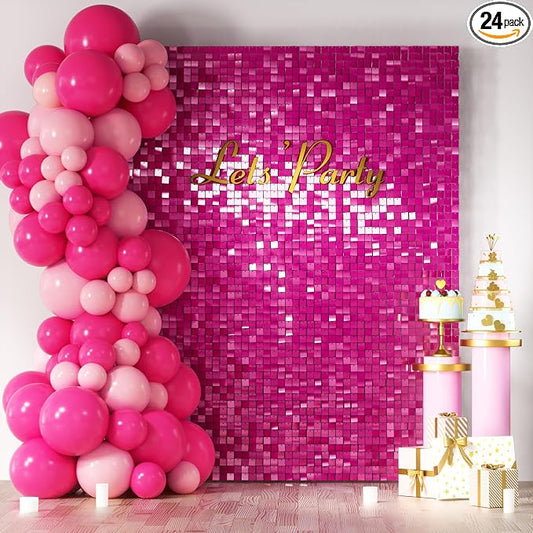COKAOBE Hot Pink Shimmer Wall Backdrop, Photo Backdrops by COKAOBE