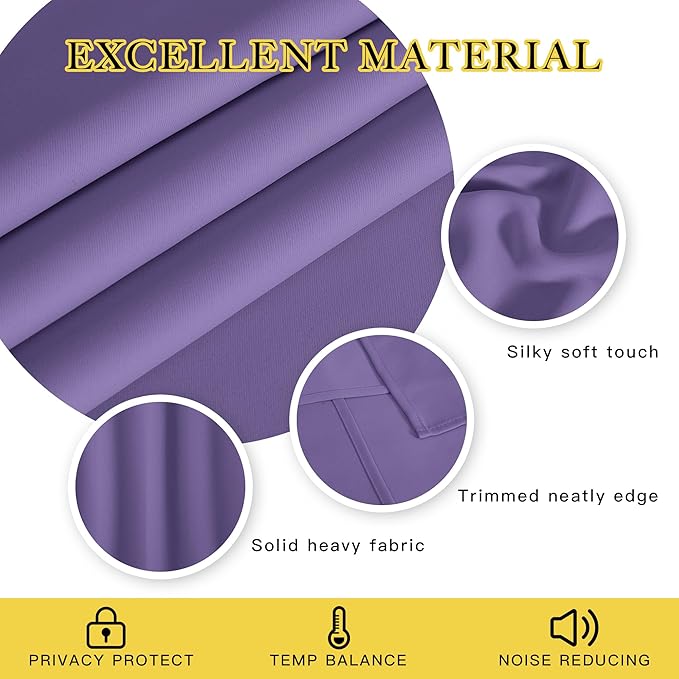 NICETOWN Room Darkening Curtain for Living Room - Energy Saving Thermal Insulated Grommet Room Darkening Curtain/Drape for Bedroom (1 Panel, 46 by 72, Lilac Purple)