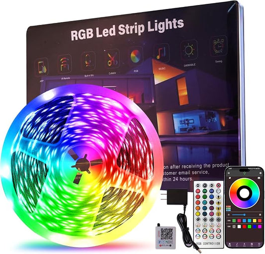50 FT LED Lights For Bedroom, Music Synchronized RGB Color Changing LED Strip by HBOWMDJIA