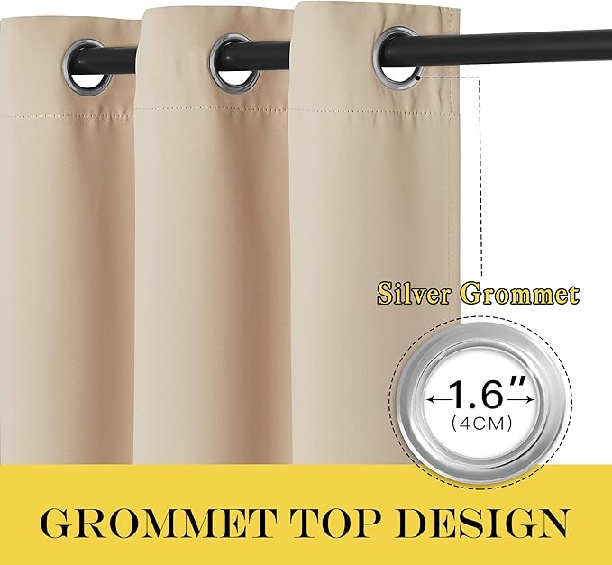 NICETOWN Sliding Door Window Treatment - Blackout Patio Door Curtain Panels, Privacy Thermal Drapes for Department with Grommet Top (Biscotti Beige, W100 x L108)