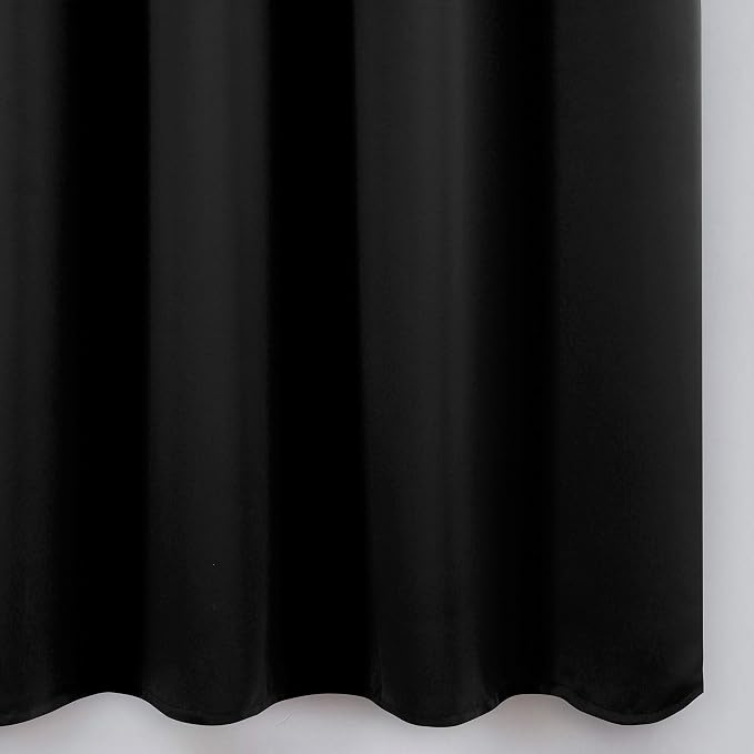 LEMOMO Black Blackout Curtains 42 x 54 Inch Length Set of 2 Panels Grommet - Image 9