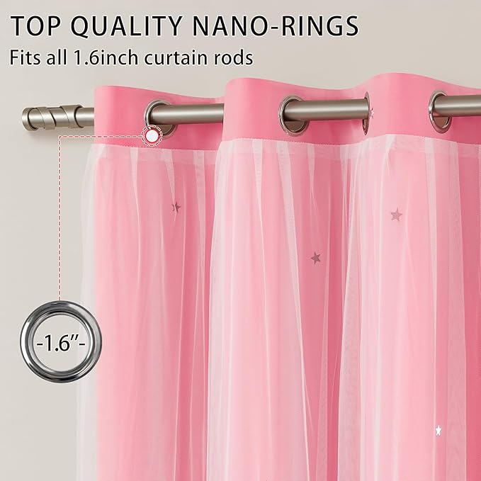 XiDi Curtains for Bedroom Decor Pink52/84/1 - Image 2
