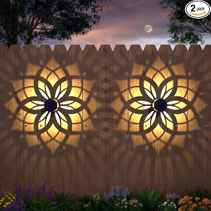 4 Pack Solar Fence Lights Metal Solar Powered Outdoor Wall Deck Step Lights by gardencave