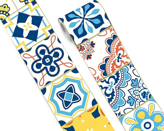 FLFK Wallpaper Border Tile Stickers Peel and Stick Wall Border by FLFK