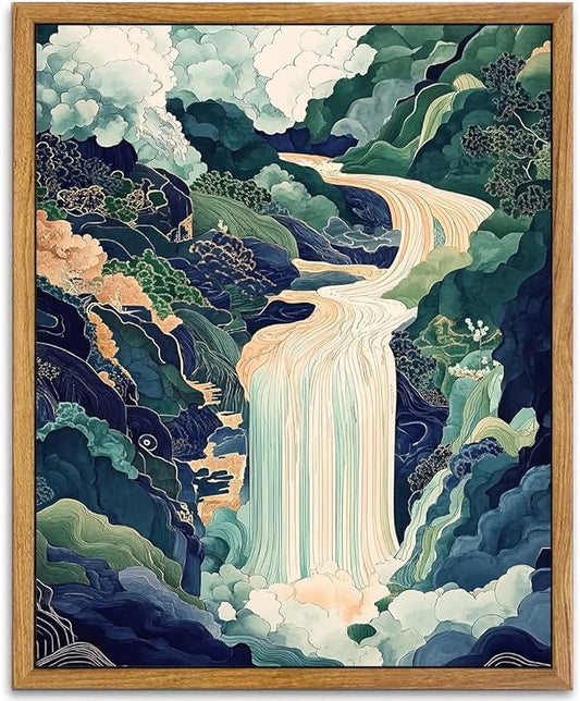 AtterrirArt Framed Japanese Landscape Wall Art Nature Vintage Poster Print by AtterrirArt