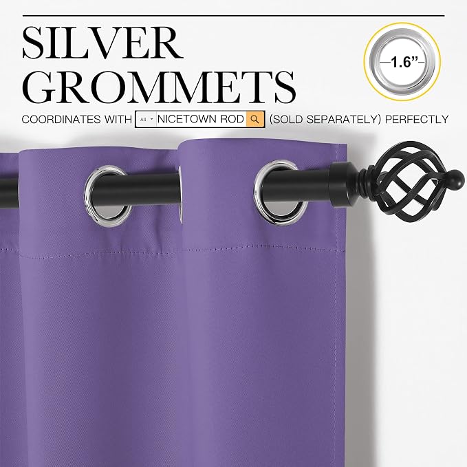 NICETOWN Lilac Purple Blackout Curtains 120" Long - Image 3