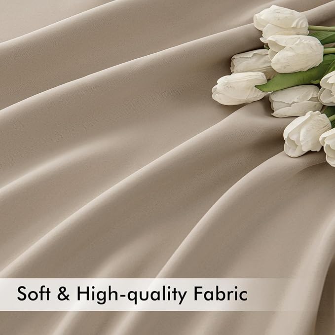 MIULEE Taupe Back Tab Blackout Curtains 102 Inch Long 2 Panels Set - Image 6