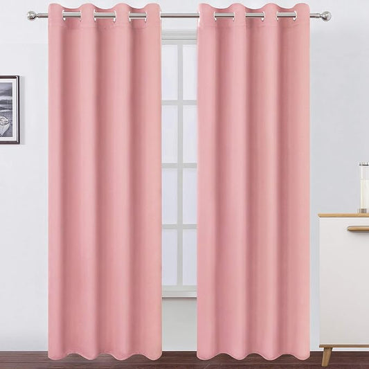 LEMOMO Pink Thermal Blackout Curtains/52 x 95 Inch/Set of 2 Panels Room by Lemomo