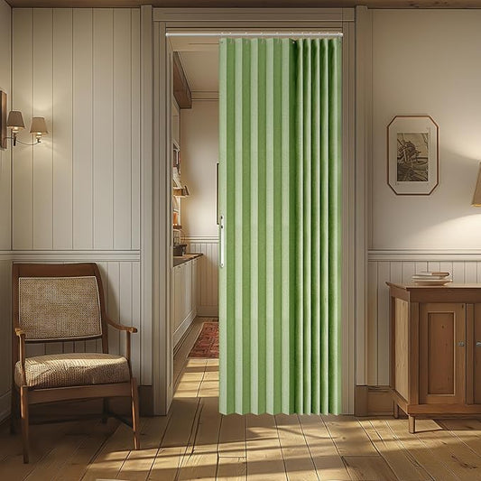 AJAZZ 100% Blackout Accordion Doors Interior Magnetic Door Curtain Accordion by AJAZZ