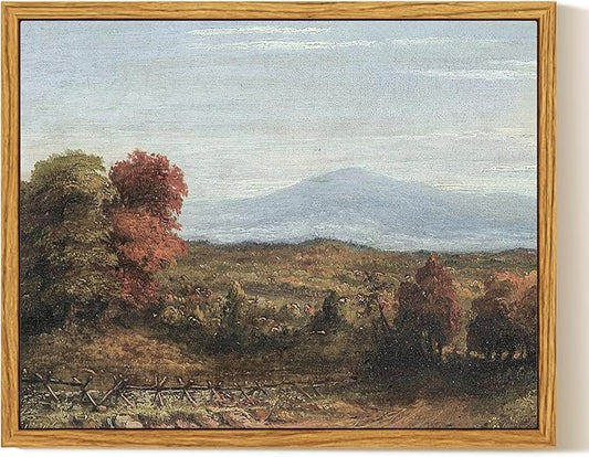 InSimSea Framed Canvas Wall Art, Vintage Fall Landscape Painting, Rustic Nature by InSimSeaArt