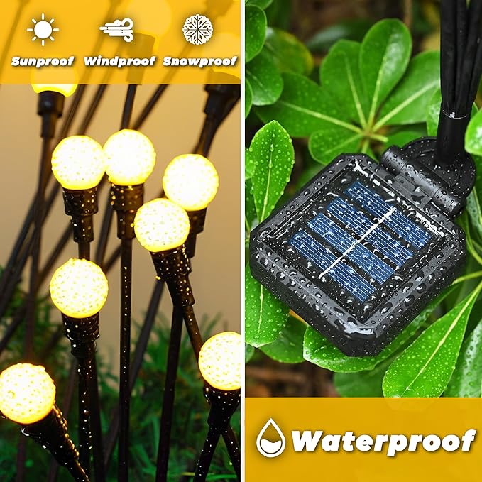 Solar Lights Outdoor-2Pack 16LEDs Solar Garden Firefly Lights Outside,Solar Powered Light Outdoor and Garden Decorative IP65 Waterproof,Yard Patio Pathway Decor,Gardening Gifts for Women,Warm White
