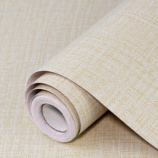 Beige Grasscloth Peel and Stick Wallpaper 17.3"x160" Faux Linen Textured by Uooar
