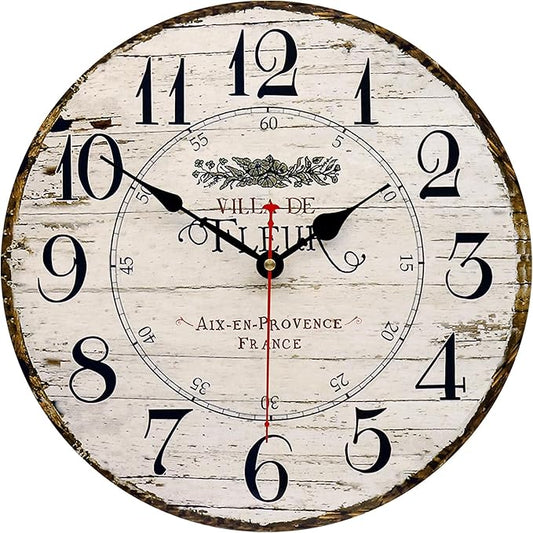 8 Inch Wall Clock Easy to Read Arabic Numerals Wooden Round Wall Clock Silent by Toudorp