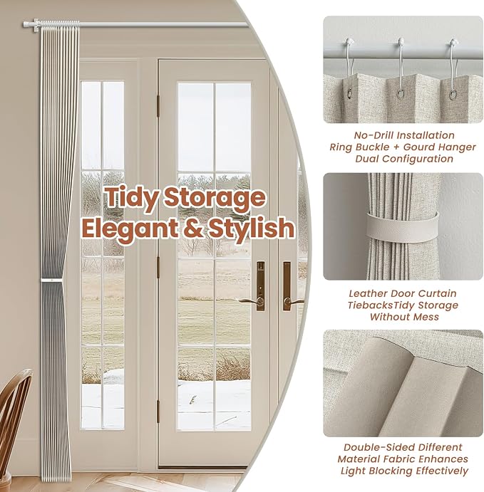 AJAZZ Blackout Accordion Door Curtain 98"x84" Cream White - Image 5