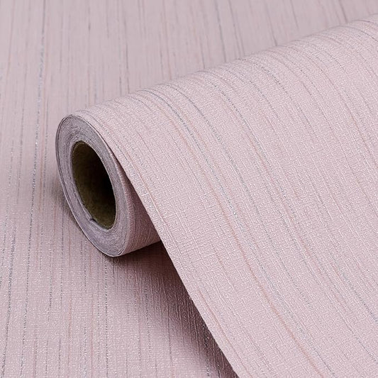 Pink Grasscloth Peel and Stick Wallpaper A Set of 23.6" X 120" Self-Adhesive by Biyoeepeelstickwallpaper