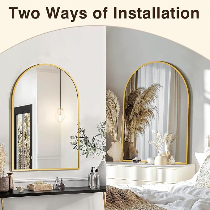 FICTOR Bathroom Mirror for Wall, Arched Vanity Bathroom Mirror for Over Sink - Image 6