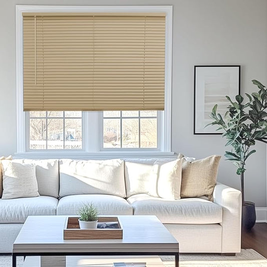 CHICOLOGY Mini Blinds for Indoor Windows – 42"W x 48"H, Cappuccino Horizontal by CHICOLOGY