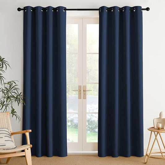 NICETOWN Room Darkening Draperies Curtains Panels, 2 Panels Navy Blue W52 x L84 by NICETOWN