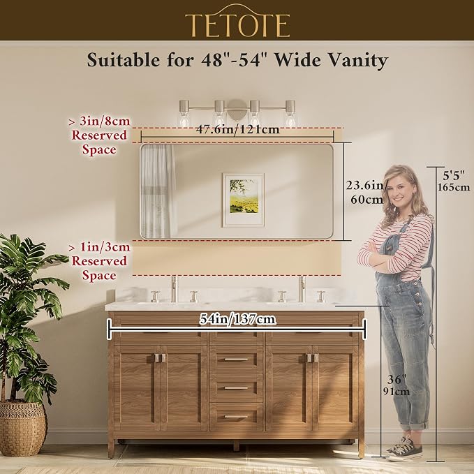 TETOTE Brushed Nickel Mirror 48 x 24 Inch - Image 8