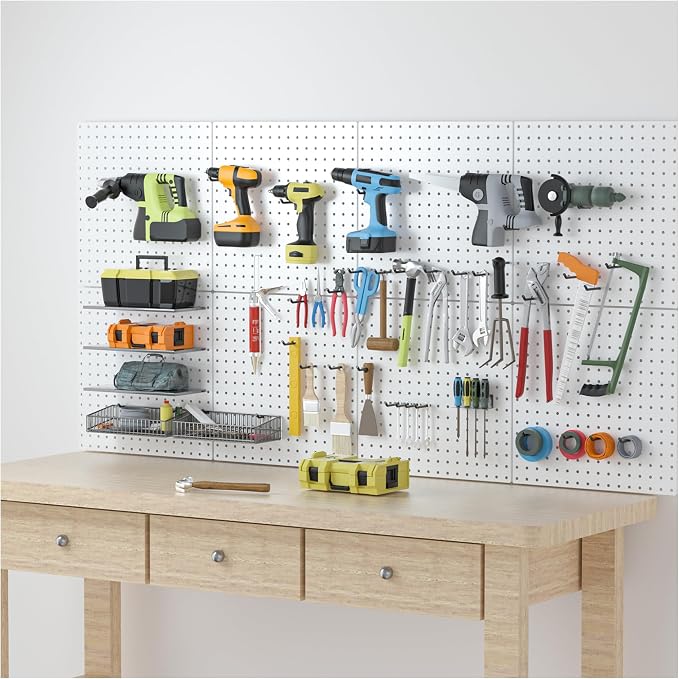 Peg Board, 16”×16”Large Heavy Duty Metal Pegboard Panels - Image 6